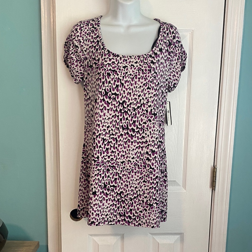 AB Studio Women's Purple and Black Print Blouse